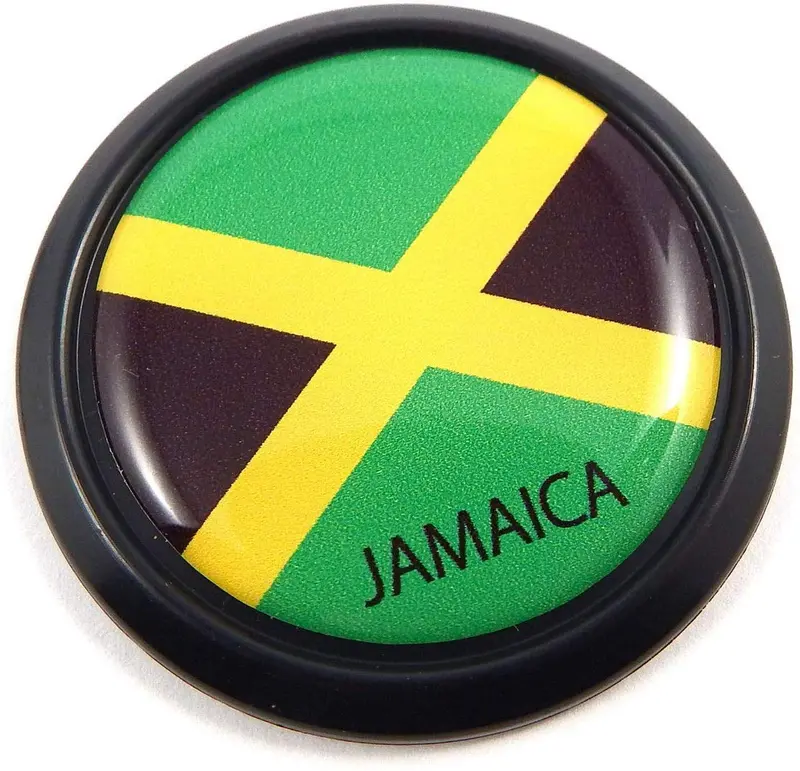 Jamaica Flag Decal – 3D Matte Black Round Car Emblem (1.85″)