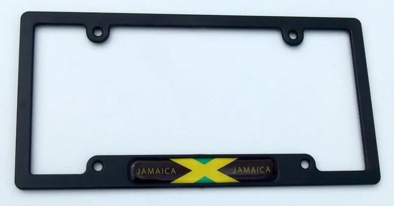 Jamaica Pride License Plate Border – Matte Black Frame with Raised National Colors