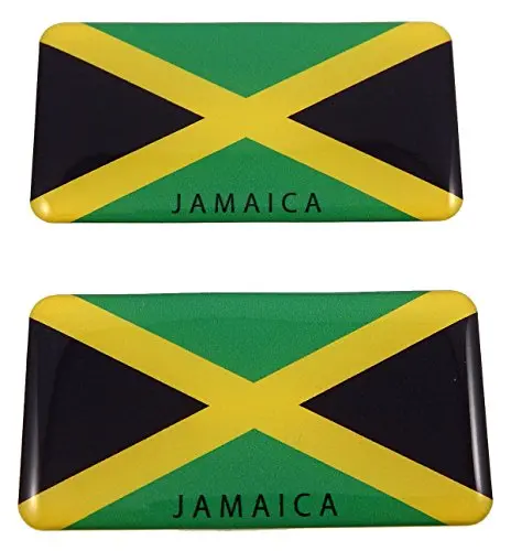 Jamaican Flag 3D Domed Decal – Embossed National Symbol Sticker Pack (2 pcs)