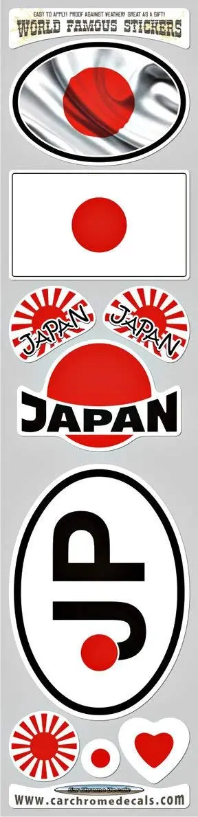 Japan Flag Sticker Pack – 9-Piece Japanese Themed Decals for Vehicles & Electronics