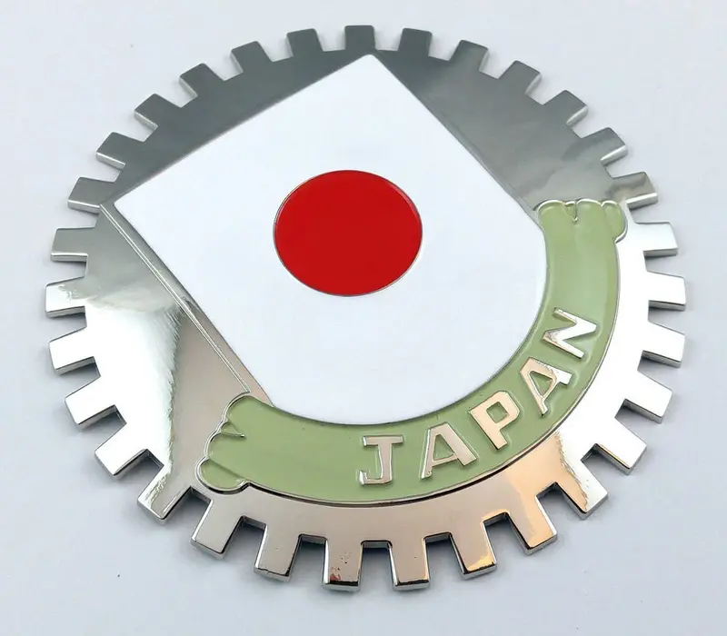 Japanese Flag Grille Badge – Precision-Crafted Metal Emblem for Vehicle Grill Mount