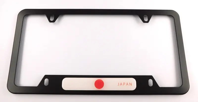 Japanese Flag License Plate Border – Lightweight Black Aluminum Car Frame with Cutout Base