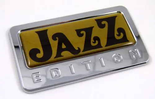 Jazz Gold Finish Domed Chrome Emblem Sticker for Vehicles and Bikes