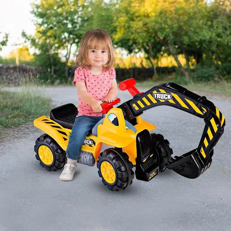 Kids’ Outdoor Construction Ride-On Excavator with Protective Helmet