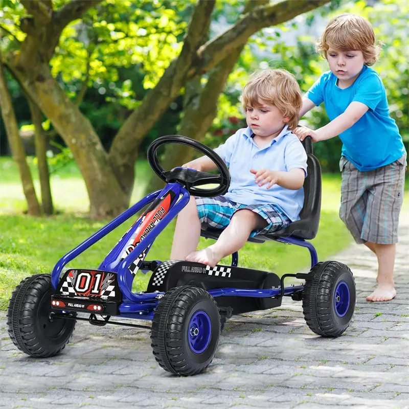 Kids’ Pedal Go-Kart – 4-Wheel Racer Ride-On with Non-Slip Tires & Height-Adjustable Seat