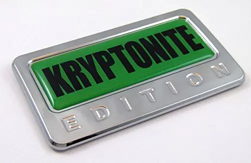 Kryptonite-Themed Domed Chrome Emblem Sticker for Autos and Motorcycles
