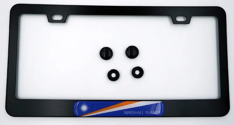 Marshall Islands Flag License Plate Frame – Black Aluminum Vehicle Mount