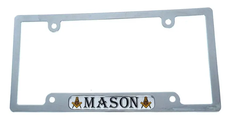 Masonic Symbol License Plate Frame – Chrome Plastic Freemason Car Tag Holder (Model CP08)