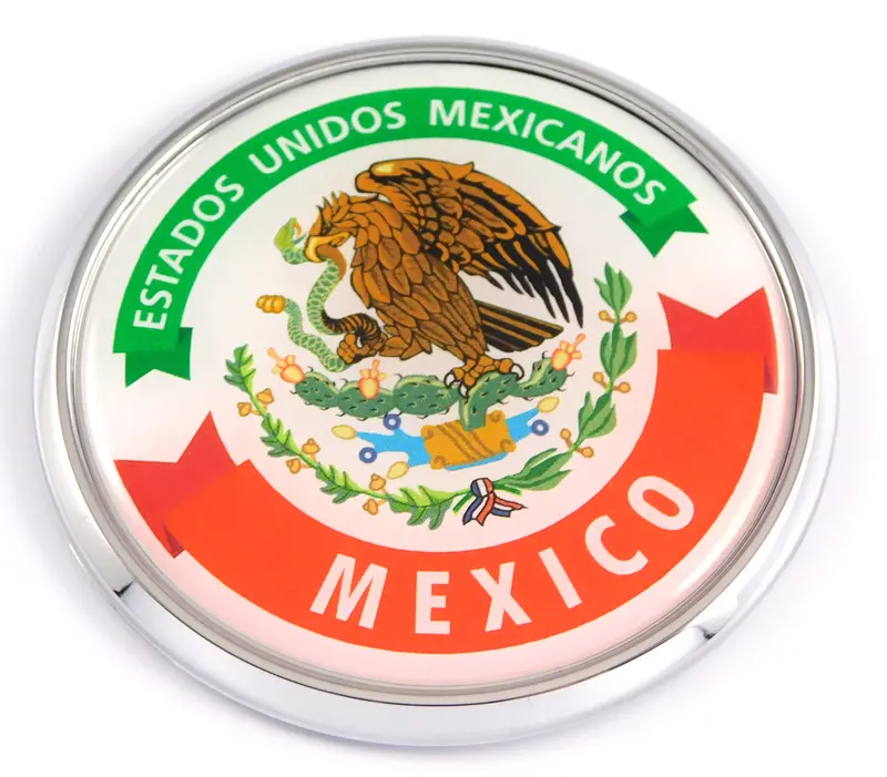 Mexico City (CDMX) Chrome Car Emblem – 3D Round Decal, 2.75 Inches