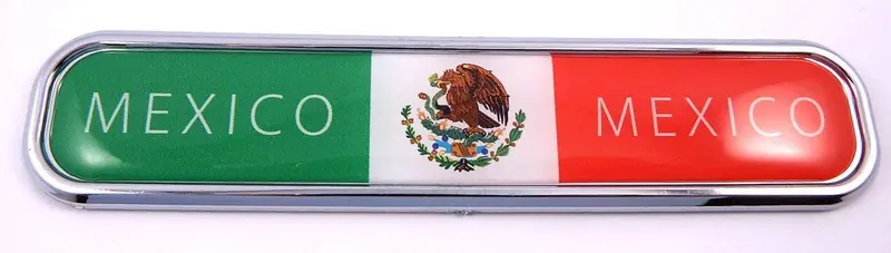 Mexico Flag Chrome 3D Vehicle Emblem – 5.3 Inch Car, Bike & Boat Decal