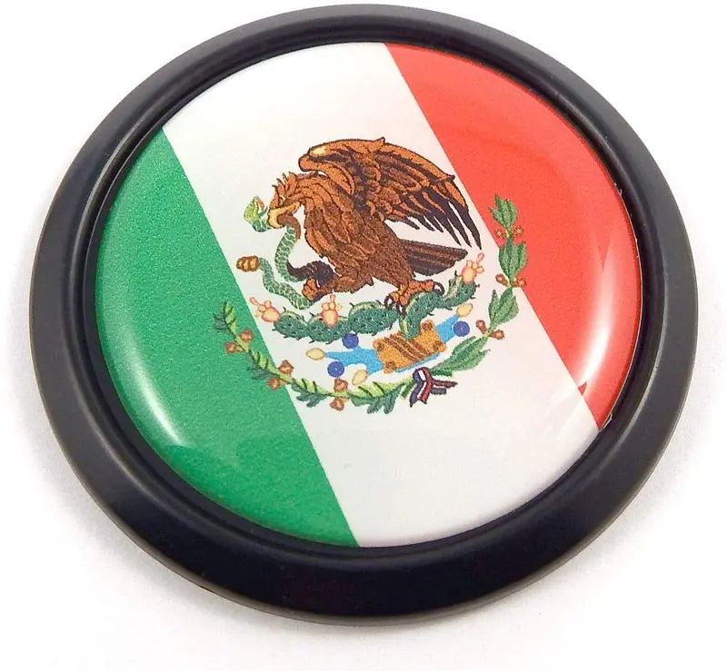 Mexico Flag Decal – Sleek Black Round 3D Vehicle Sticker (1.85″)