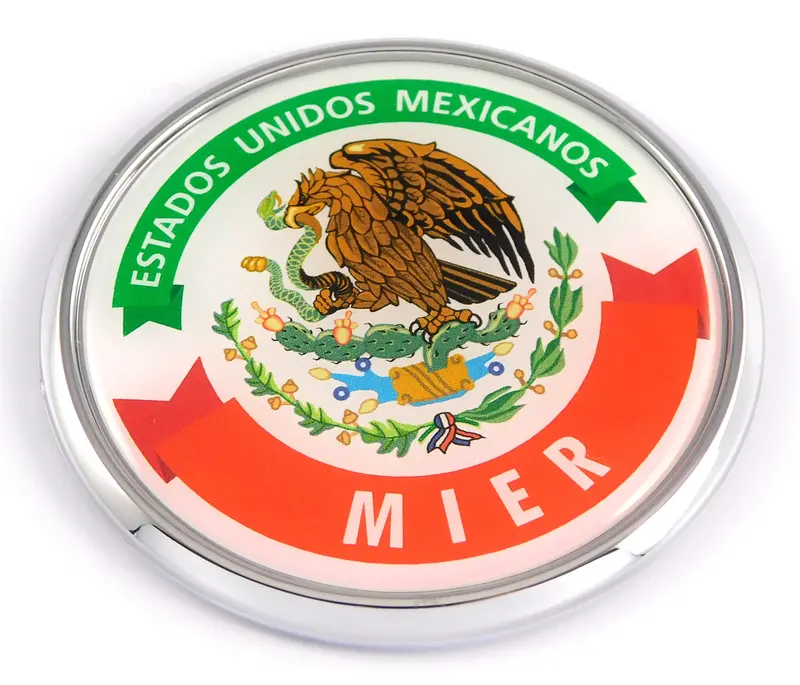 Mier City Chrome Car Emblem – 3D Round Decal, 2.75 Inches