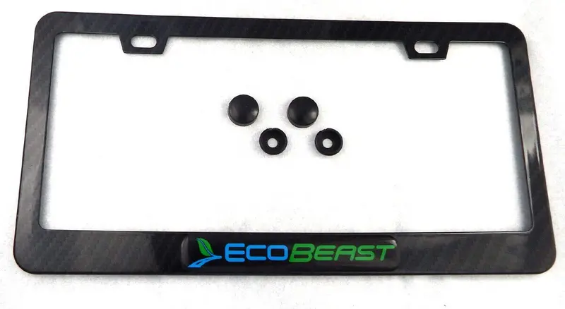Minimalist Black-on-Black License Plate Frame – Carbon Fiber Texture Metal Holder