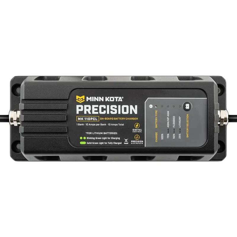 Minn Kota MK-110 On-Board Precision Charger – 1-Bank, 10A, Lithium-Ion Optimized
