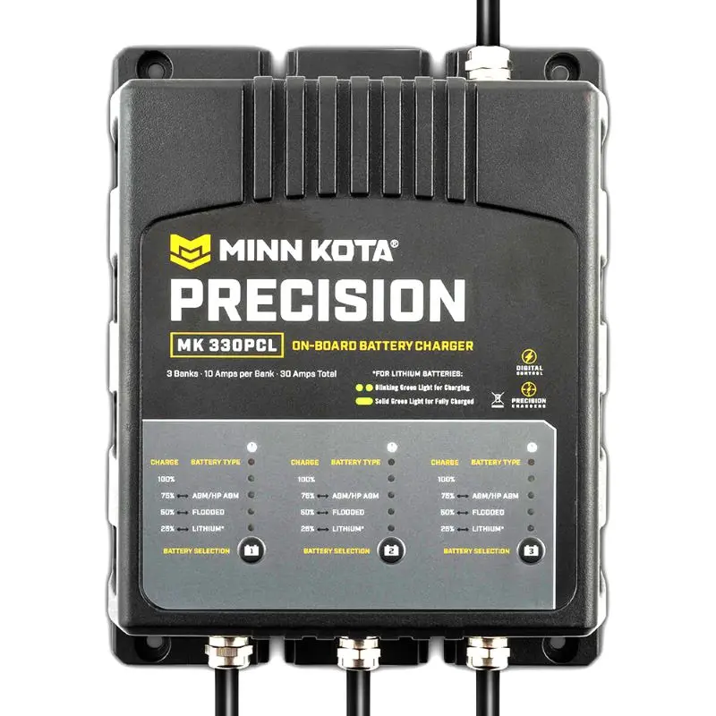 Minn Kota MK-330 Onboard Precision Charger: 3-Bank, 10A per Bank, LI-Optimized Design