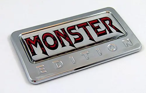 Monster-Style Domed Chrome Emblem Sticker for Cars, Bikes, and Motorcycles