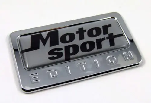 Motor Sport Inspired Domed Chrome Emblem Sticker for Two-Wheelers