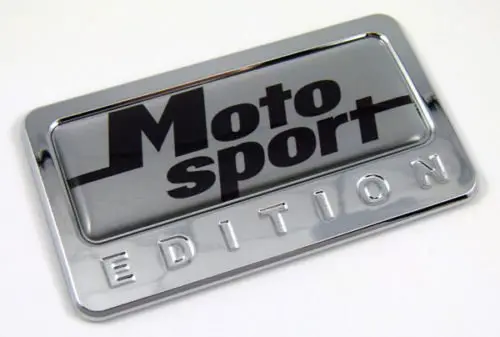 Motosport Design Domed Chrome Emblem Sticker for Motorcycles and Bikes