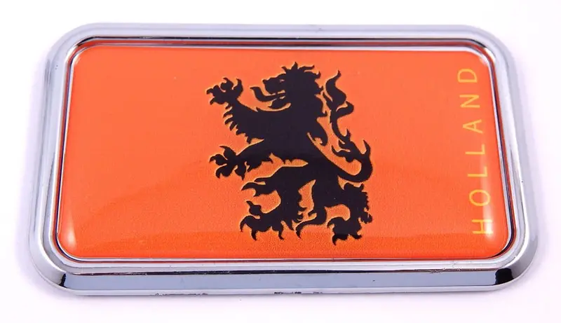 Netherlands Flag Chrome Car Decal Sticker – 3″ x 1.75″ Rectangular Emblem