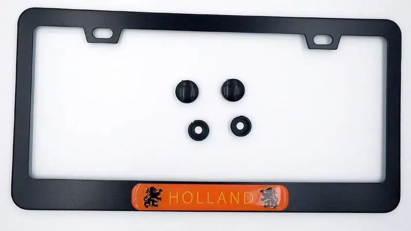 Netherlands Flag License Plate Frame – Black Aluminum Car Mount