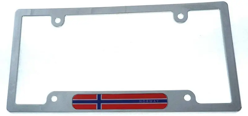 Norway Flag License Plate Frame – Chrome Plastic Car Tag Cover (Model CP08)