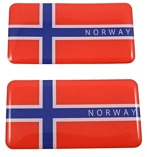 Norwegian Flag 3D Domed Decal – Embossed Norway Emblem Sticker Pack (2 pcs)