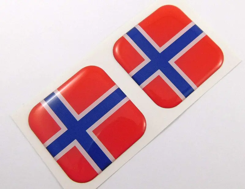 Norwegian Flag Square Domed Gel Sticker – 1.5-Inch All-Weather Decal for Vehicles and Cycles