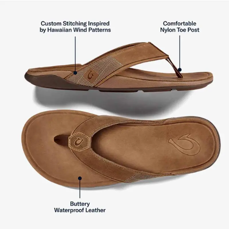 Olukai Tuahine Toffee Sandal – Men’s Stylish and Supportive Leather Sandal