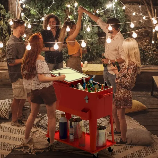 Outdoor 80-Qt Rolling Cooler Trolley: Heavy-Duty Ice Chest for BBQs, Parties, and Cookouts