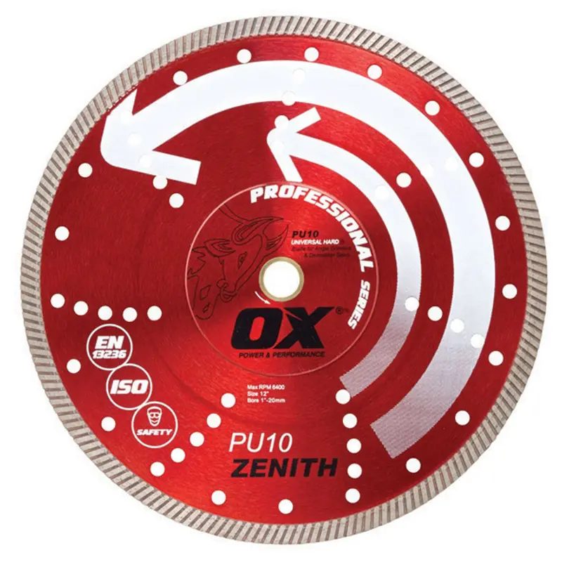 Ox Tools Zenith PU10 Turbo Rim Diamond Saw Blade – Universal Hard-Material Cutting Blade