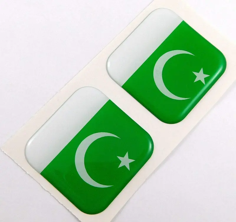 Pakistan Flag Decal – 1.5″ Square Domed Gel Sticker for Vehicles & Motorcycles