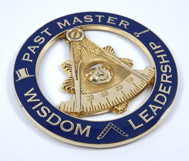 Past Master Leadership Masonic Chrome Car Decal – 3″ Metal Emblem (MAS26)