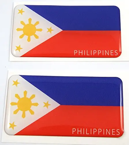 Philippine Flag 3D Domed Decal – Embossed National Symbol Sticker Pack (2 pcs)