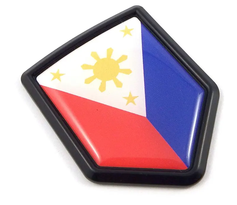 Philippine Flag 3D Vehicle Sticker – Black Shield National Emblem Decal