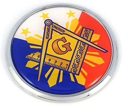 Philippine Masonic Badge – 2.75″ Chrome-Finished Round 3D Car Emblem