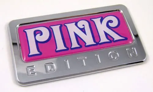 Pink Accent Domed Chrome Emblem Sticker Compatible with All Vehicles