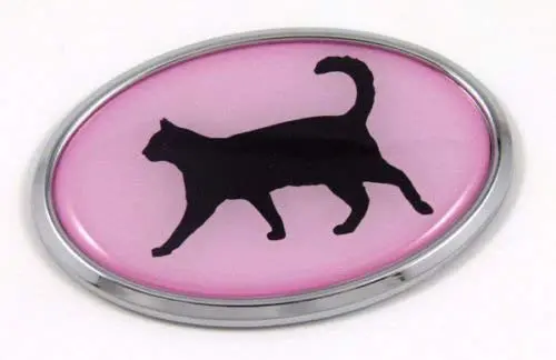 Pink Cat 3D Chrome Decal for Vehicle Customization and Pet-Lover Accessories