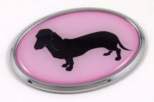 Pink Deschutes Dog 3D Chrome Pet Decal – Colorful Pet Identity Sticker