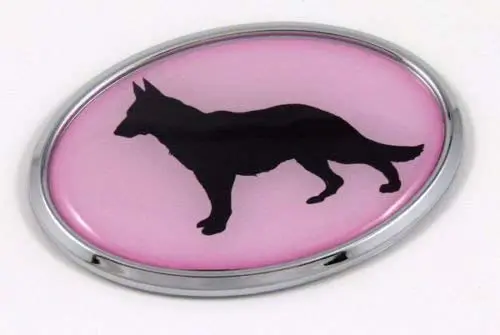 Pink German Shepherd 3D Chrome Pet Decal – Stylish Auto & Bike Sticker