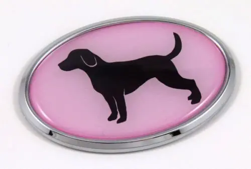 Pink Labrador 3D Chrome Pet Decal – Cheerful Canine-Themed Sticker