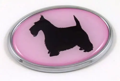 Pink Scottish Terrier 3D Chrome Pet Decal – Unique Animal-Themed Sticker