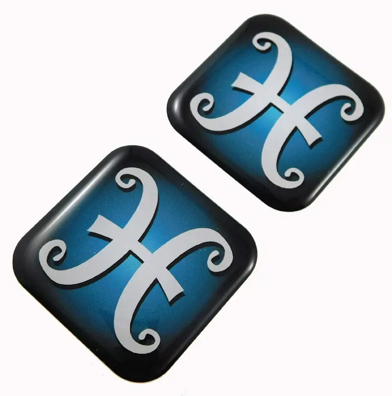 Pisces Zodiac Decal Sticker – 1.5″ Square Domed Gel Emblem for Cars, Bikes & Scooters