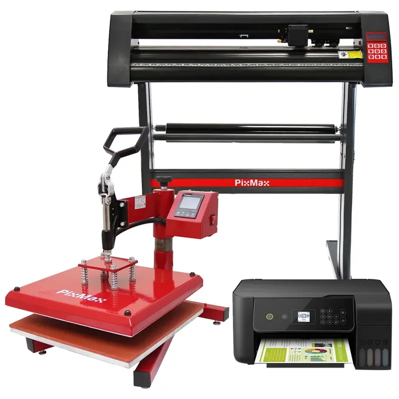 PixMax 38cm Swing Heat Press, Vinyl Cutter, and Printer Combo