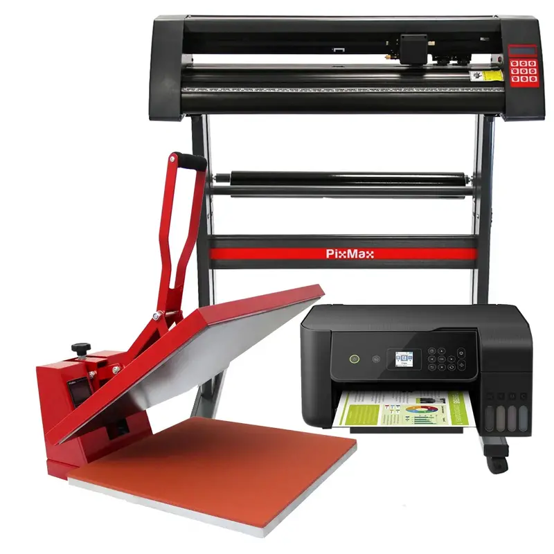 PixMax 50x50cm Clamshell Heat Press with Vinyl Cutter & Printer