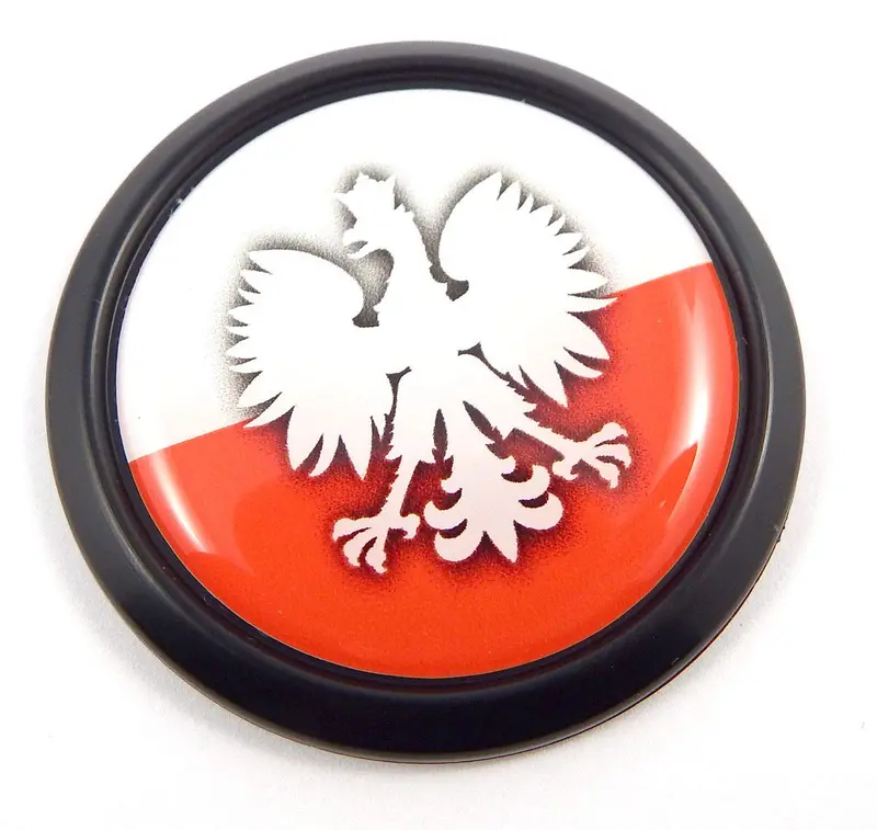 Poland Flag Decal – Polski-Themed 3D Black Round Auto Sticker (1.85″)