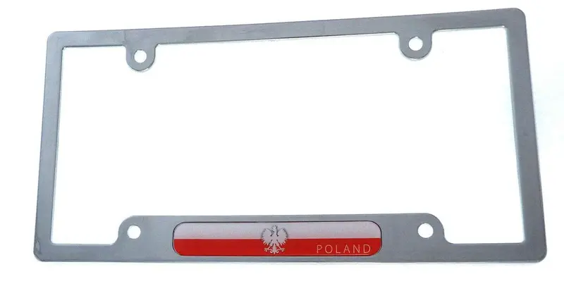 Poland Flag License Plate Frame – Chrome Plastic Polish Car Tag Holder (Model CP08)