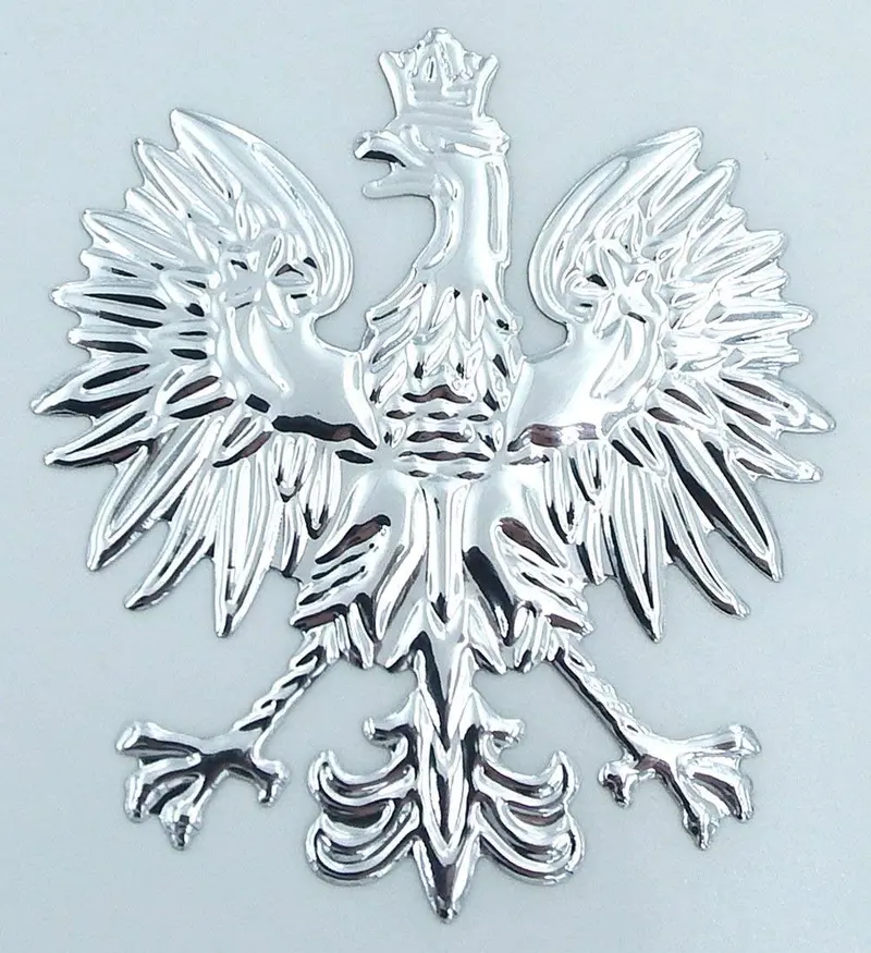 Polish Eagle Chrome-Silver Decal – 3D Car & Bike Emblem (2.5 Inches)