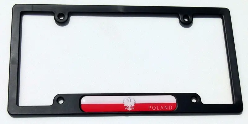 Polska Eagle License Plate Frame – Premium Black Plastic with Raised National Decal