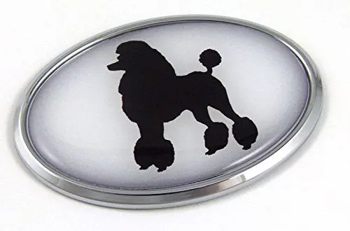 Poodle 3D Chrome Pet Emblem – Elegant Dog Breed Vehicle Decal