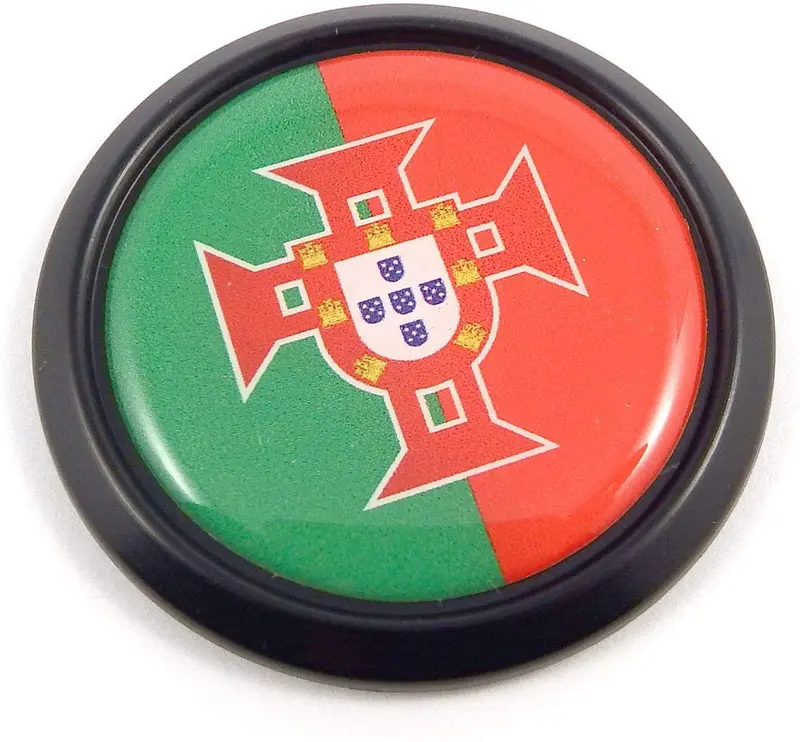 Portugal Flag Decal – Matte Black Round Car Sticker, 3D Bumper Emblem (1.85″)